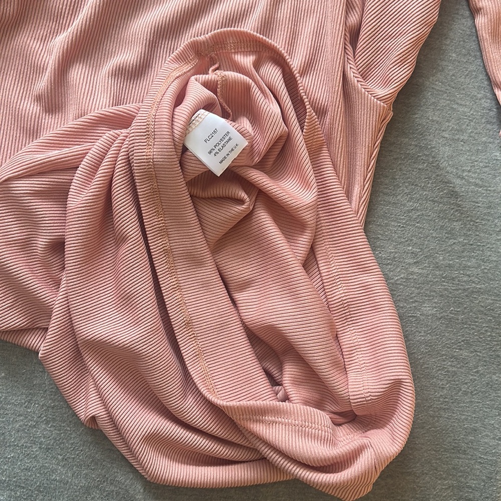 NWT ASOS Flounce london scoop neck ribbed mini dress in dusty pink - Picture 10 of 15